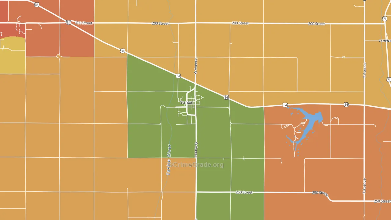 Stanton, IA Map of Vandalism Rates