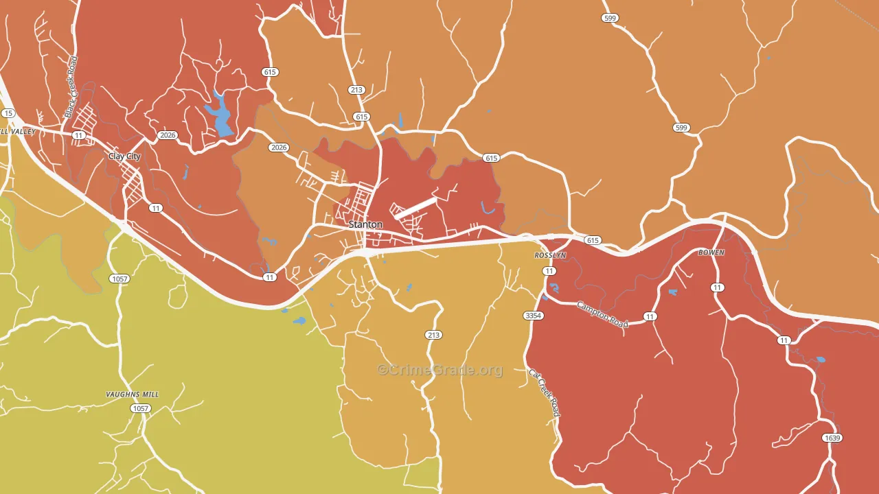 Stanton, KY Map of Vandalism Rates