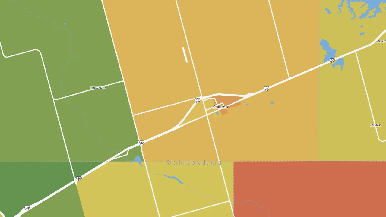 Stanton, TX Map of Vandalism Rates