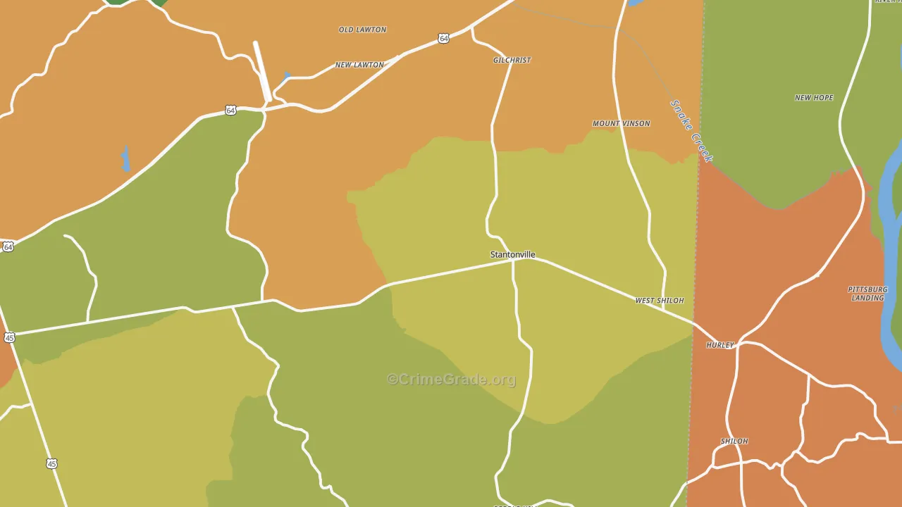 Stantonville, TN Map of Vandalism Rates