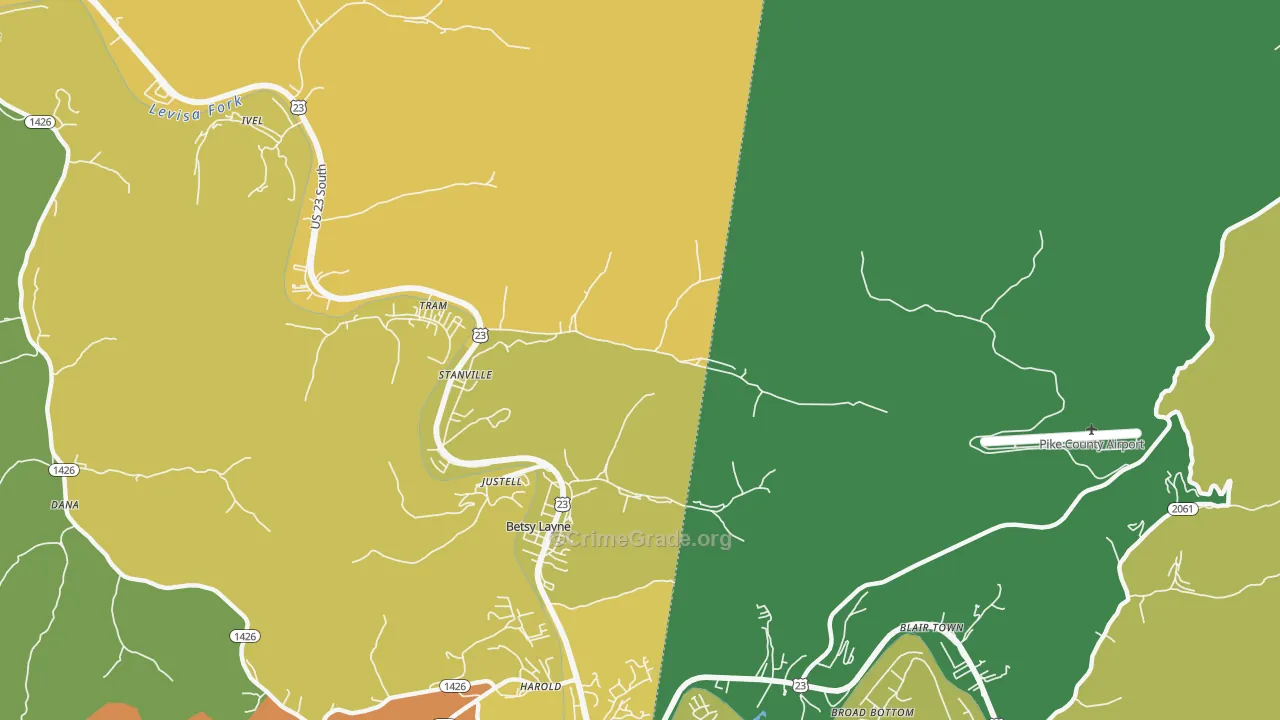 Stanville, KY Map of Vandalism Rates