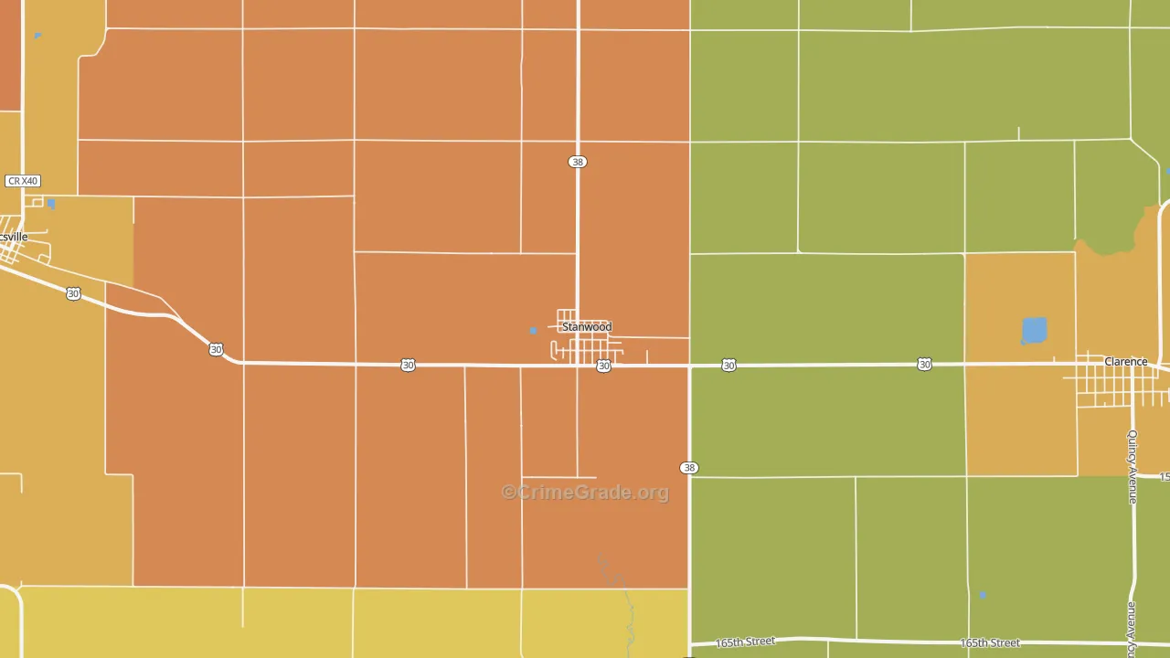 Stanwood, IA Map of Vandalism Rates