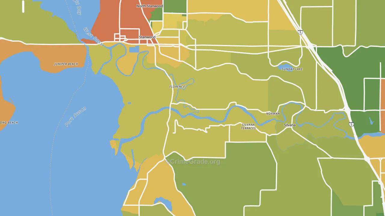 Stanwood, WA Map of Vandalism Rates