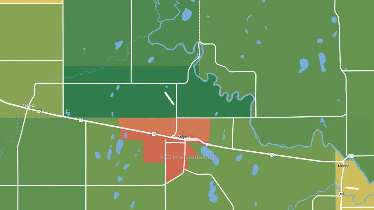 Staples, MN Map of Vandalism Rates