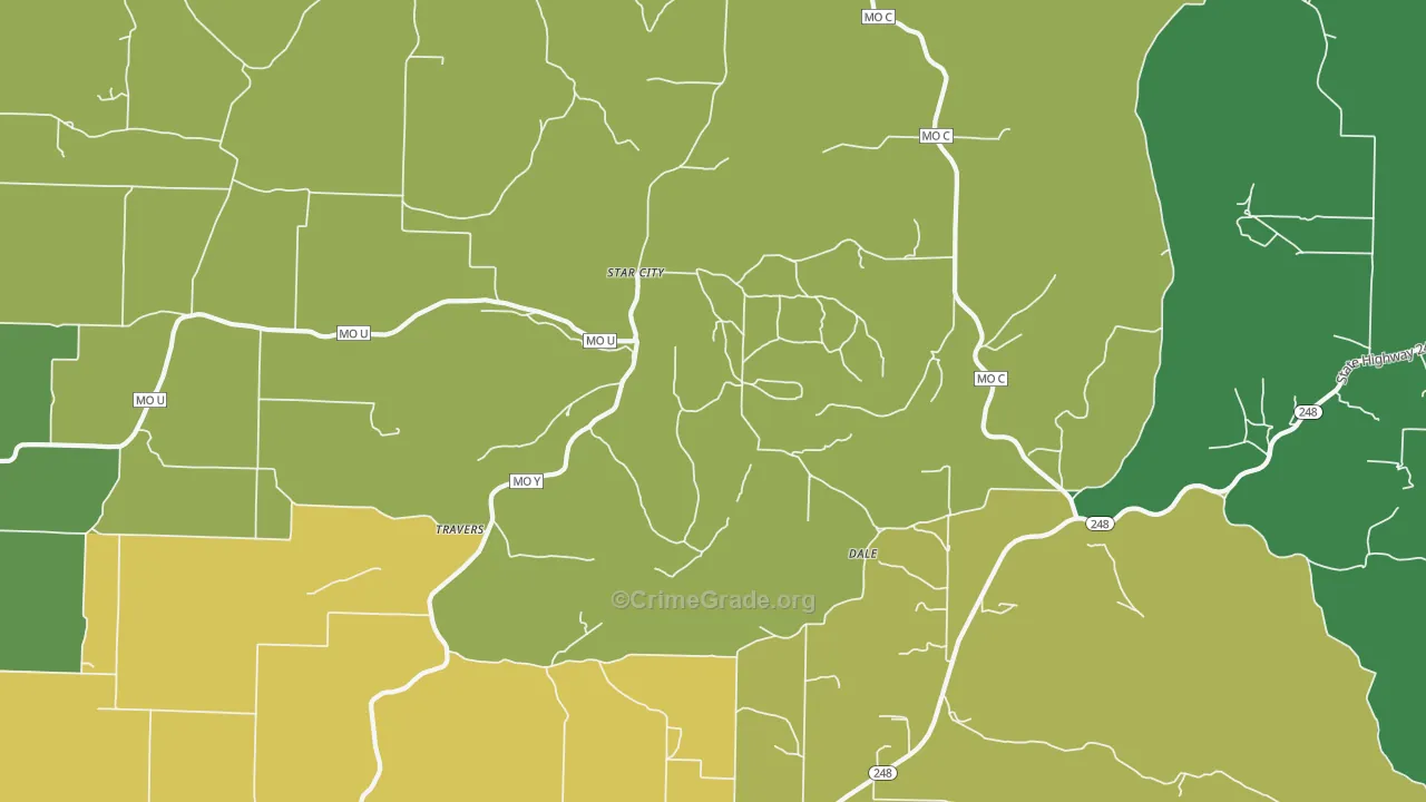 Star City, MO Map of Vandalism Rates