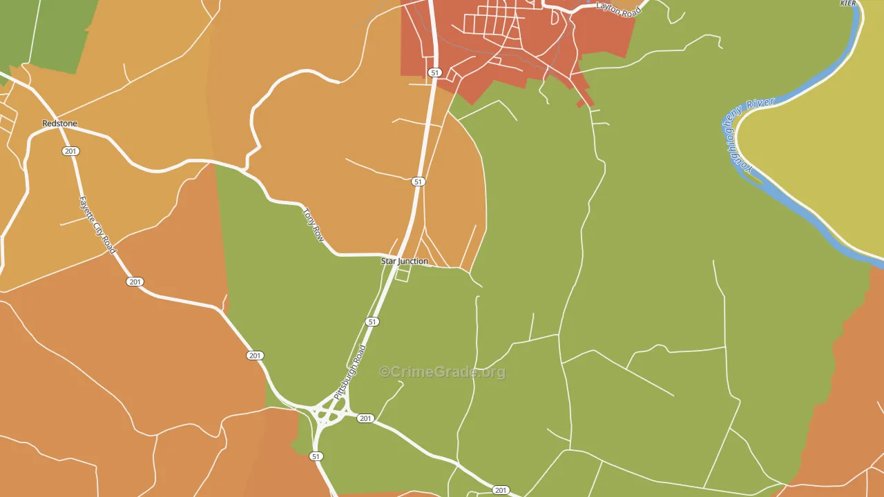 Star Junction, PA Map of Vandalism Rates