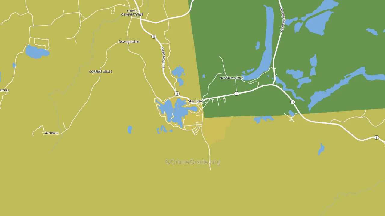 Star Lake, NY Map of Vandalism Rates