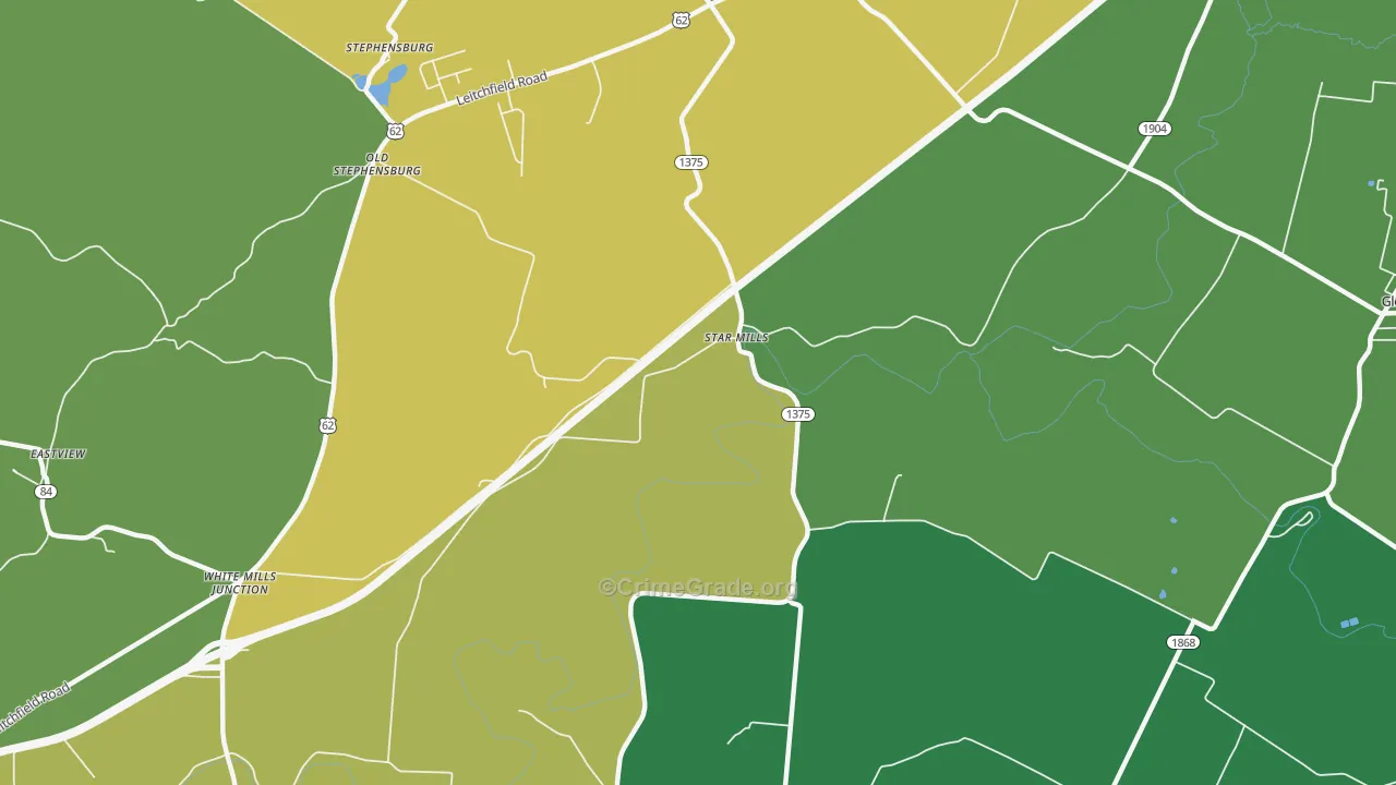 Star Mills, KY Map of Vandalism Rates
