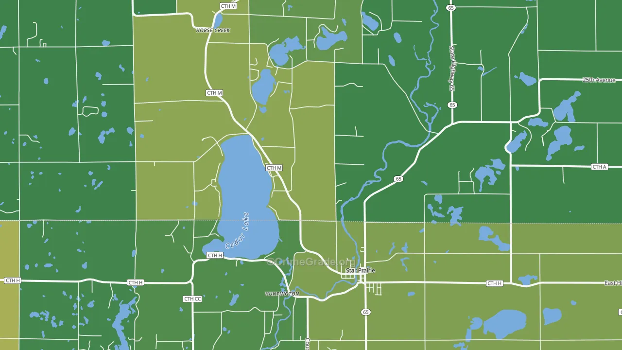 Star Prairie, WI Map of Vandalism Rates