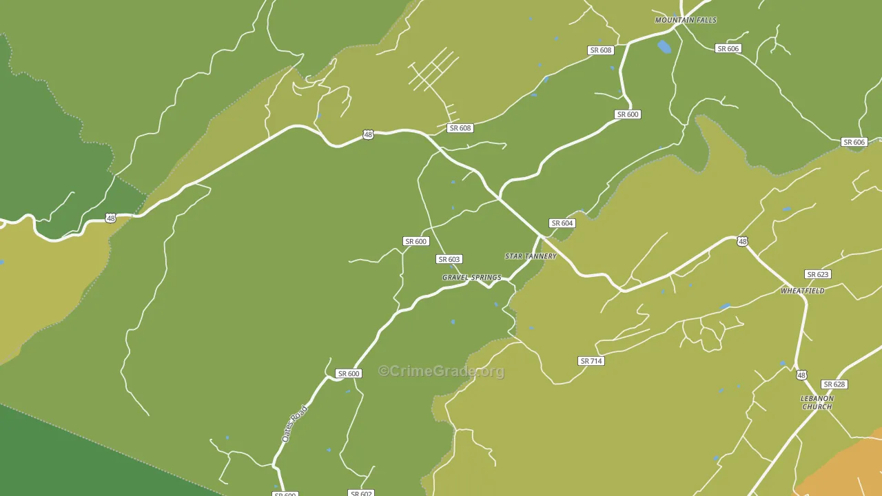 Star Tannery, VA Map of Vandalism Rates