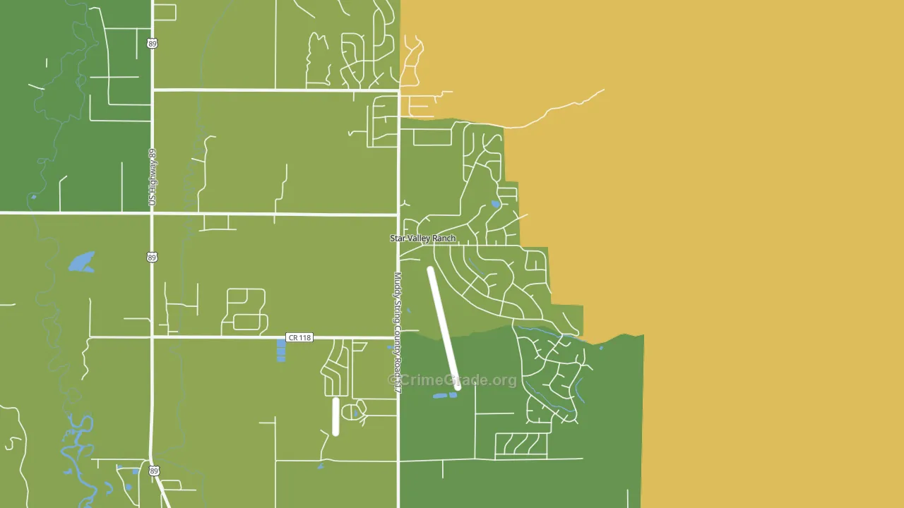 Star Valley Ranch, WY Map of Vandalism Rates
