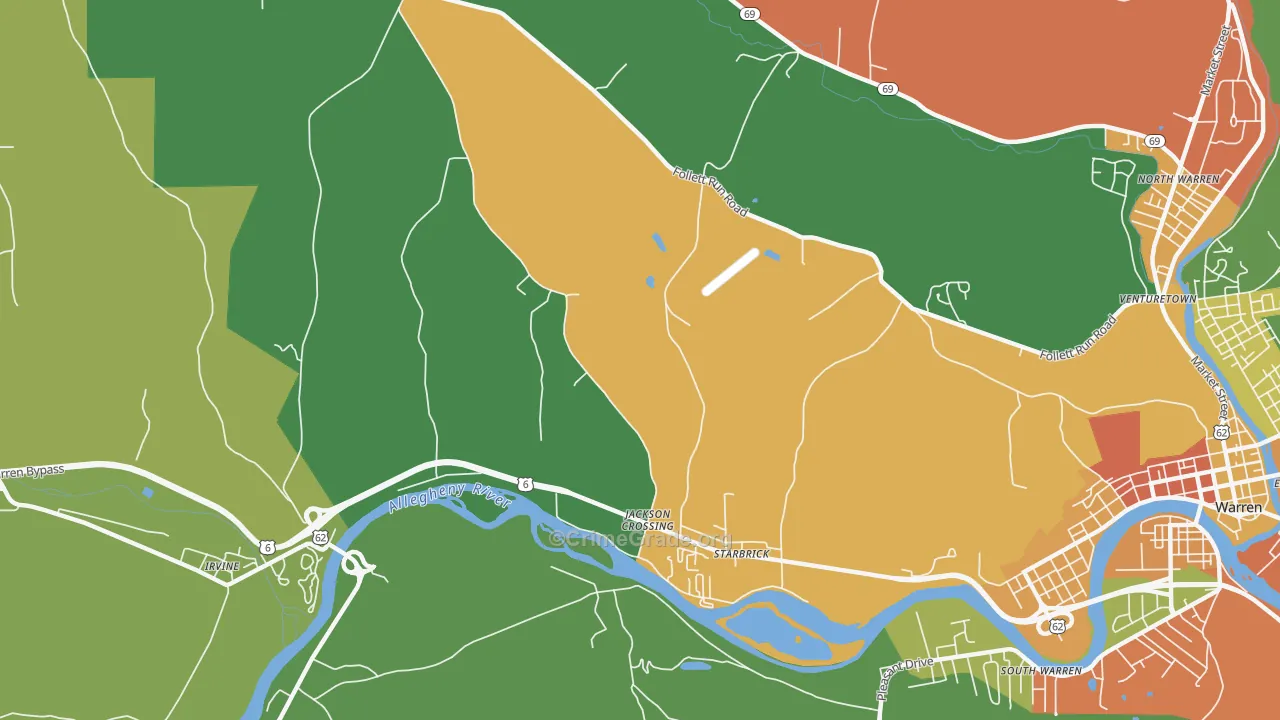 Starbrick, PA Map of Vandalism Rates