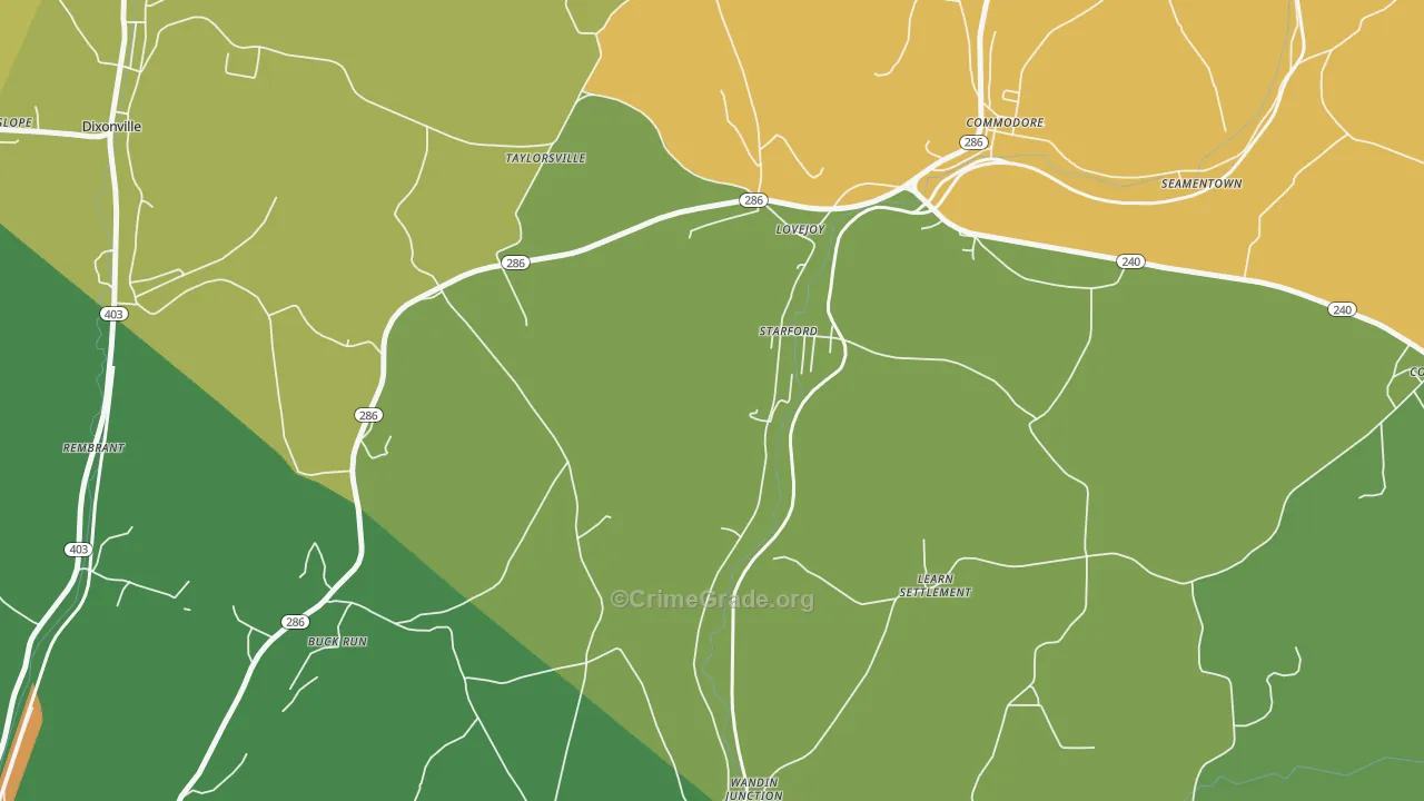 Starford, PA Map of Vandalism Rates