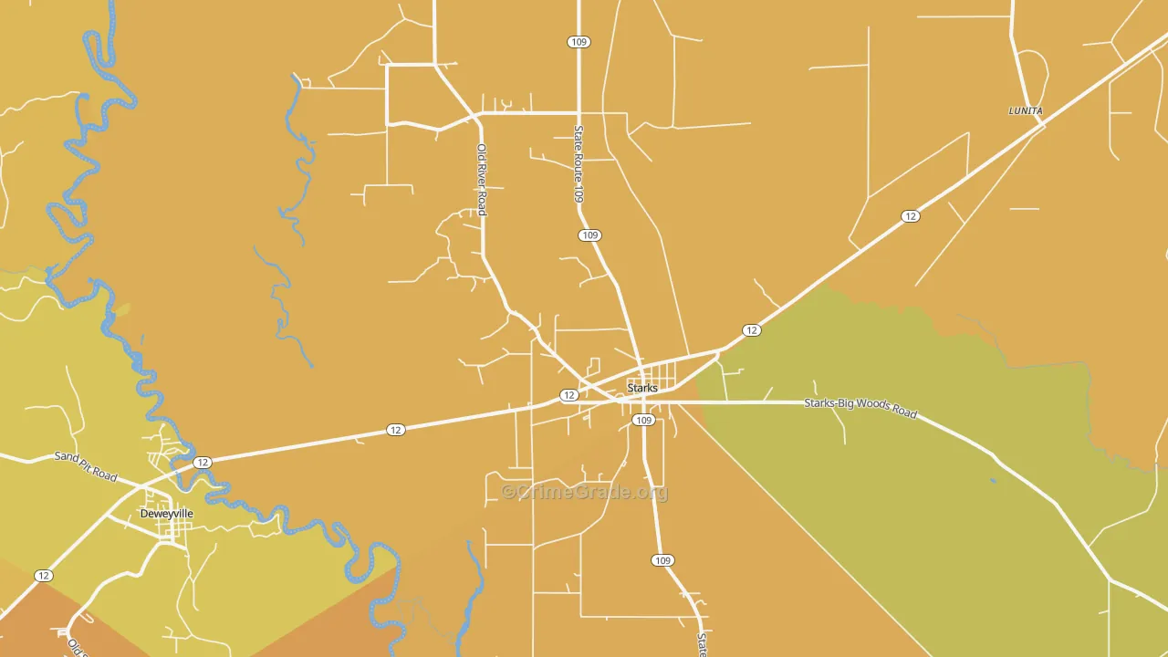 Starks, LA Map of Vandalism Rates