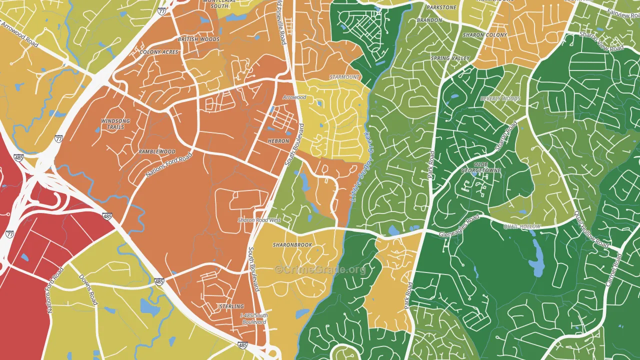 Starmount Forest-Charlotte, Charlotte, NC Map of Vandalism Rates