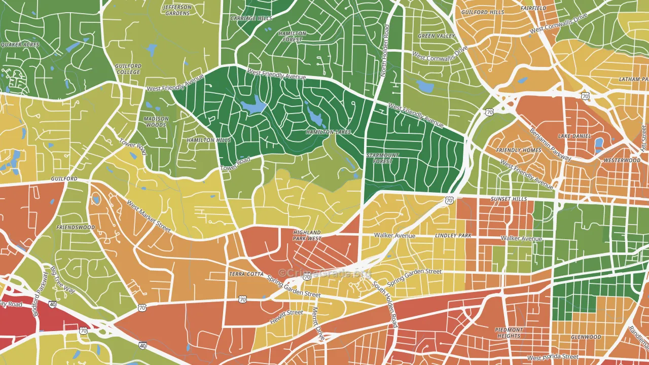 Starmount Forest, Greensboro, NC Map of Vandalism Rates