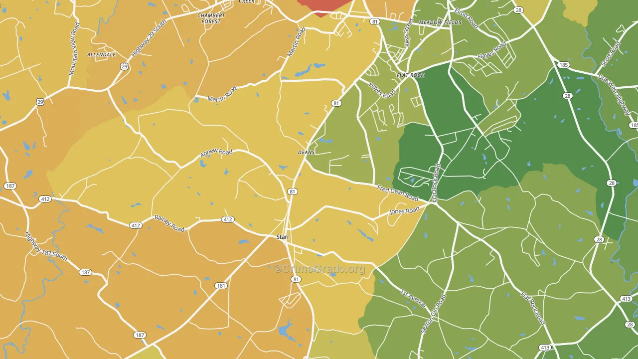 Starr, SC Map of Vandalism Rates