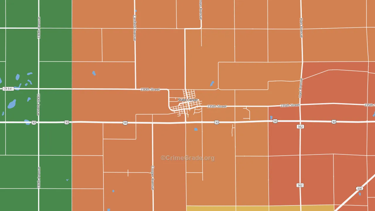State Center, IA Map of Vandalism Rates