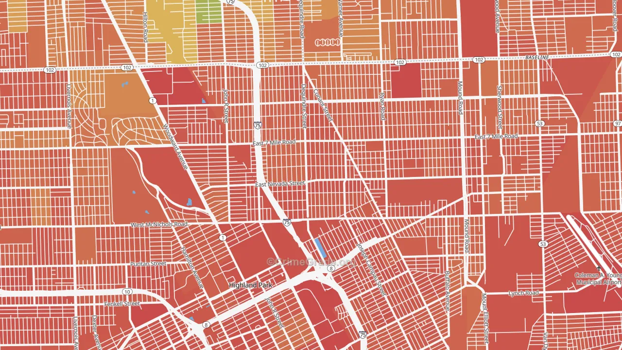 State Fair-Nolan, Highland Park, MI Map of Vandalism Rates