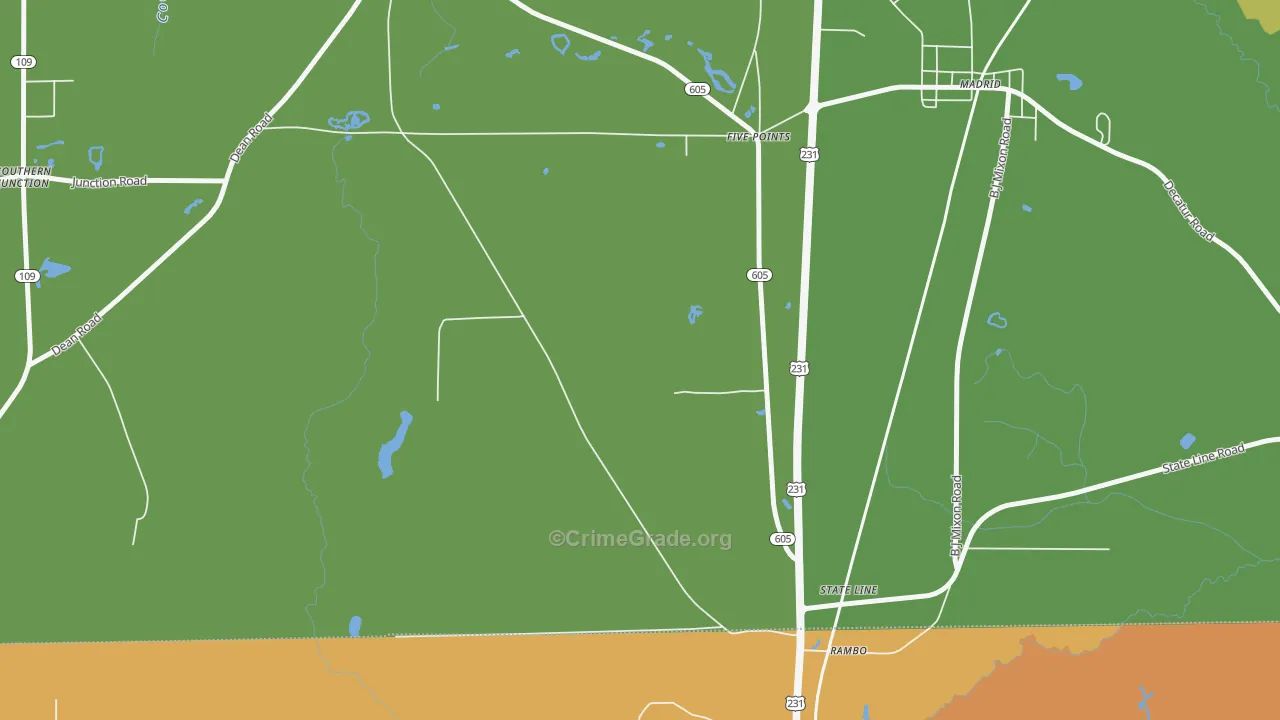 State Line, AL Map of Vandalism Rates