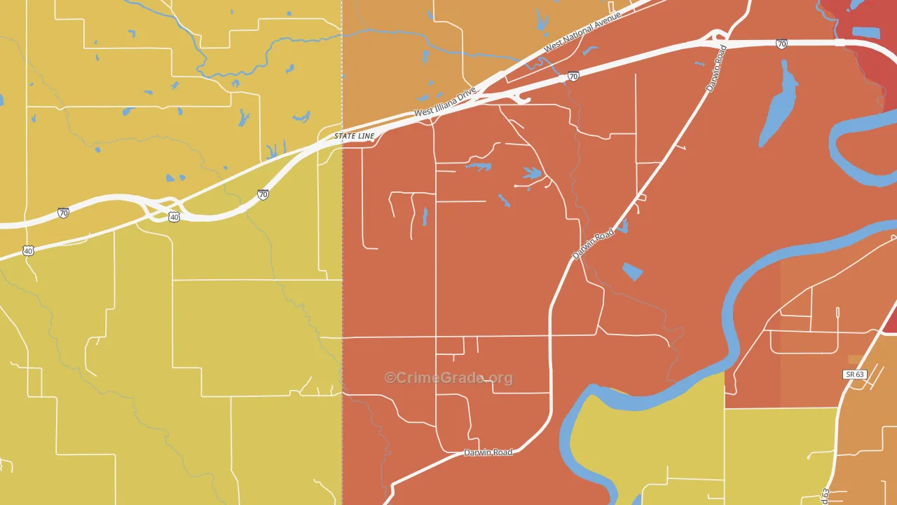 State Line, IN Map of Vandalism Rates