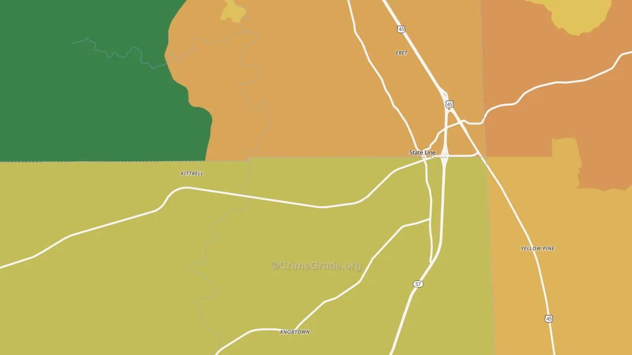 State Line, MS Map of Vandalism Rates