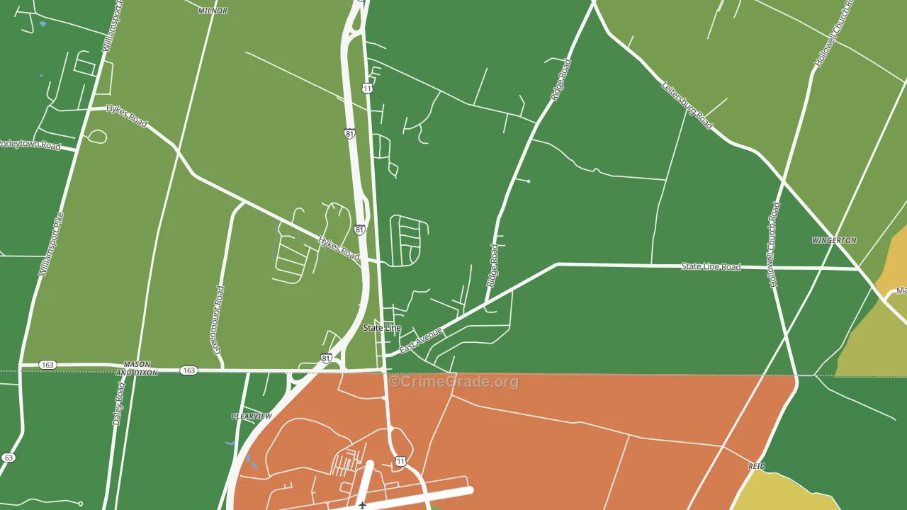 State Line, PA Map of Vandalism Rates
