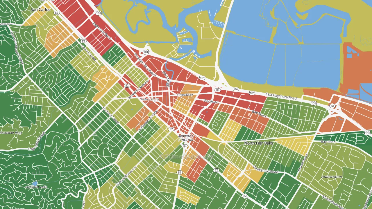 Staumbaugh Heller, Redwood City, CA Map of Vandalism Rates