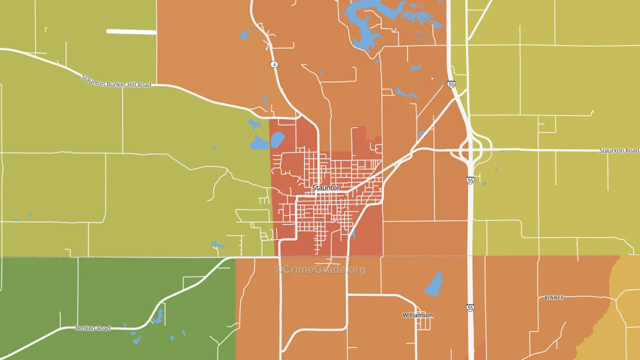 Staunton, IL Map of Vandalism Rates