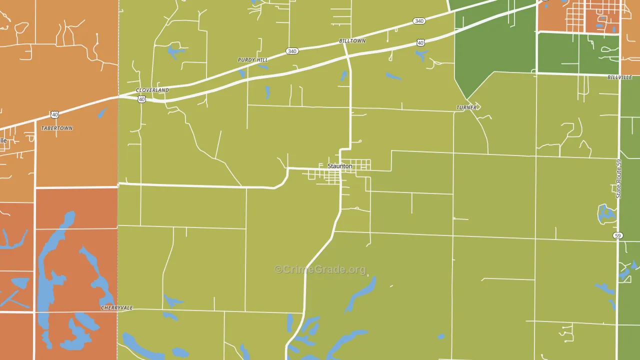 Staunton, IN Map of Vandalism Rates