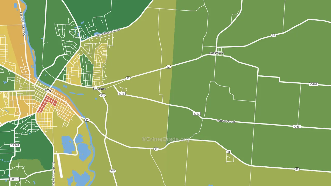 Staunton, OH Map of Vandalism Rates