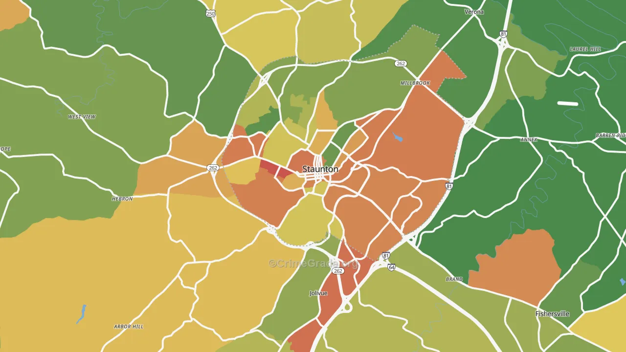 Staunton, VA Map of Vandalism Rates