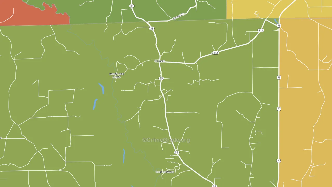 Staves, AR Map of Vandalism Rates
