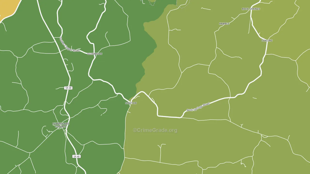 Stayton, TN Map of Vandalism Rates