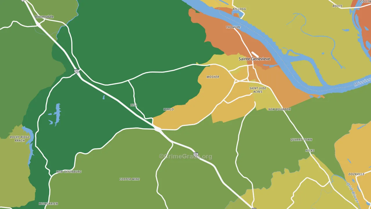 Ste. Genevieve, MO Map of Vandalism Rates
