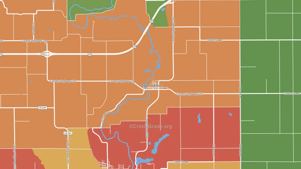 Steamboat Rock, IA Map of Vandalism Rates