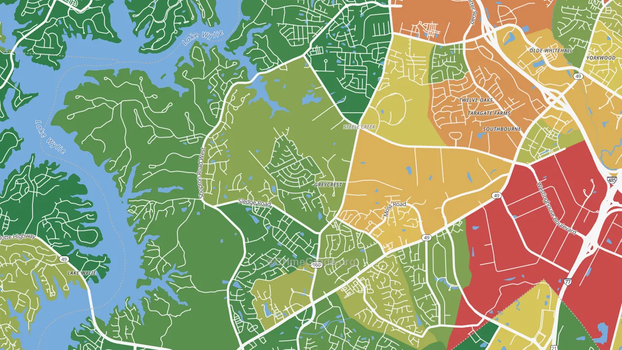 Steele Creek, Charlotte, NC Map of Vandalism Rates