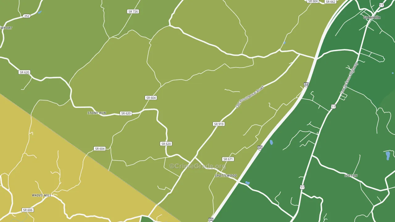 Steeles Tavern, VA Map of Vandalism Rates