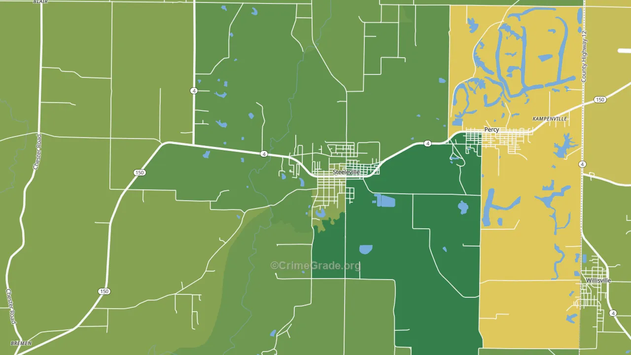 Steeleville, IL Map of Vandalism Rates