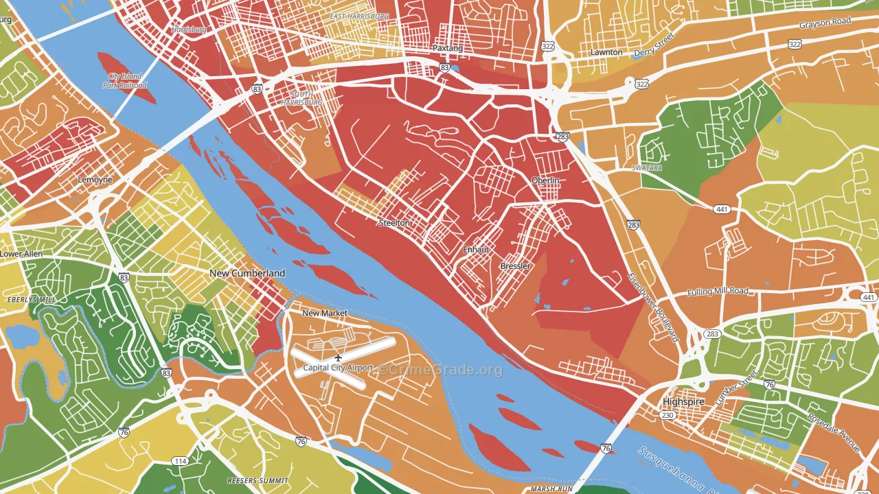 Steelton, PA Map of Vandalism Rates