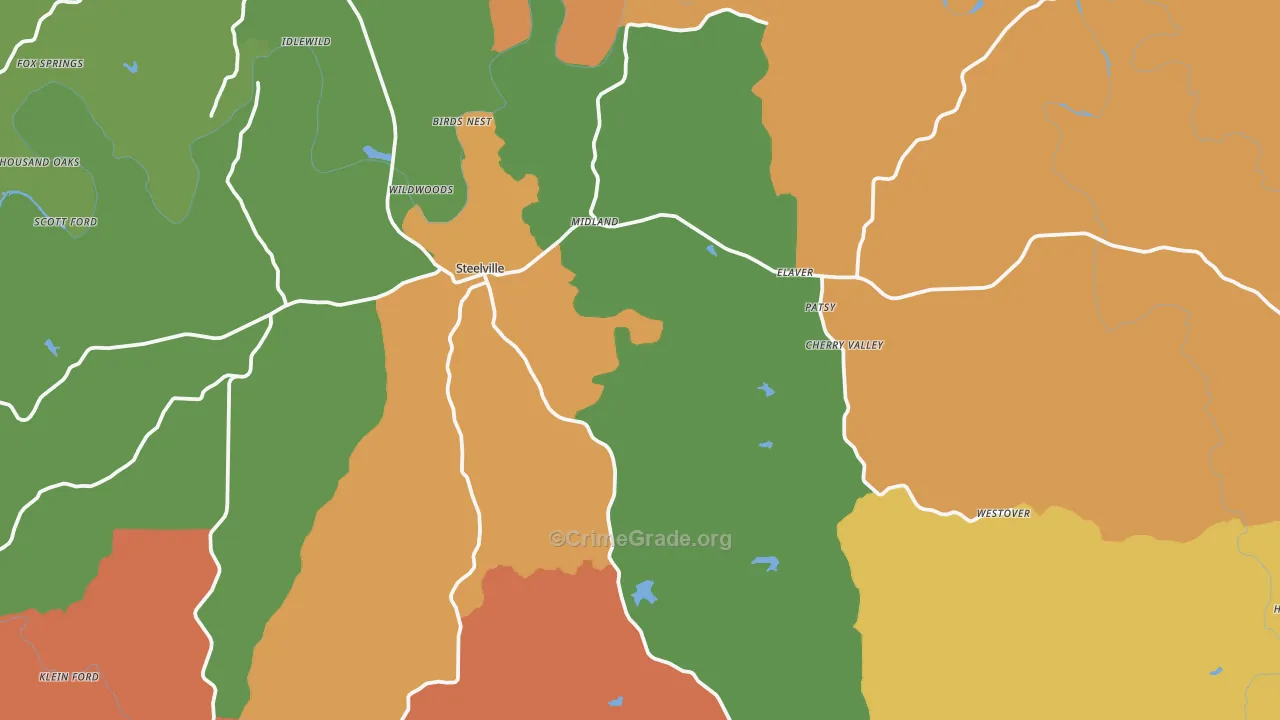 Steelville, MO Map of Vandalism Rates