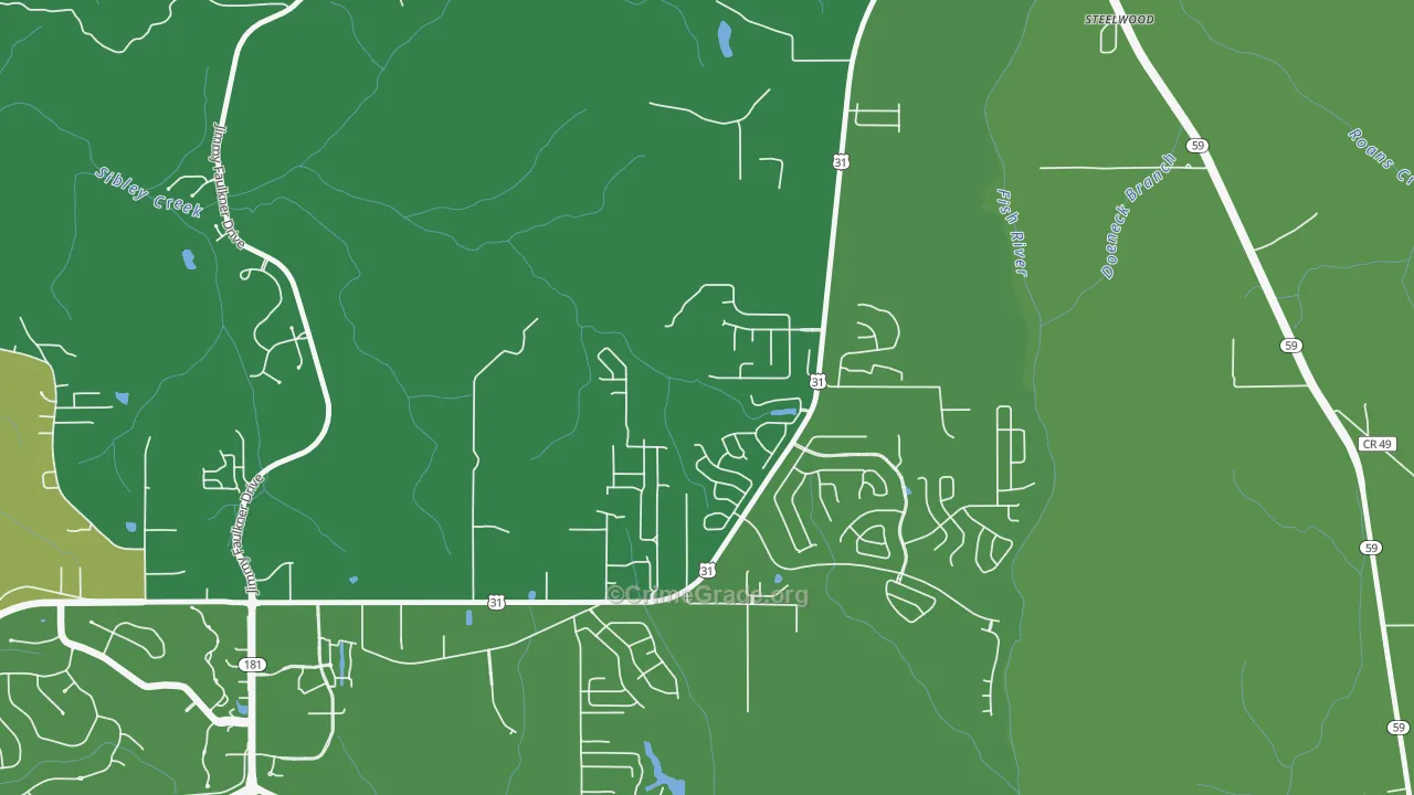 Steelwood, AL Map of Vandalism Rates