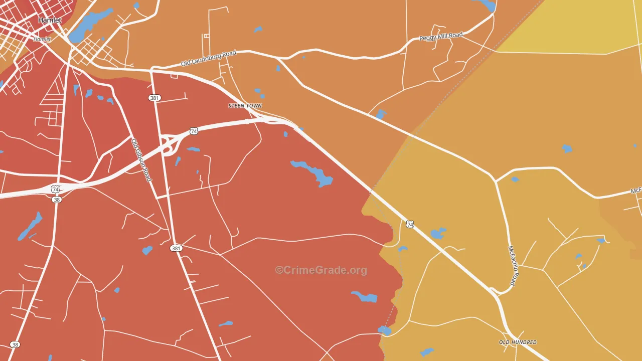 Steen Town, NC Map of Vandalism Rates