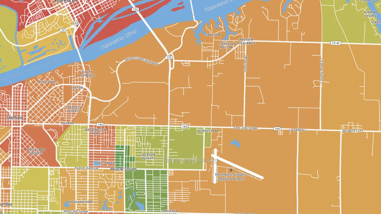Steenson Hollow, AL Map of Vandalism Rates