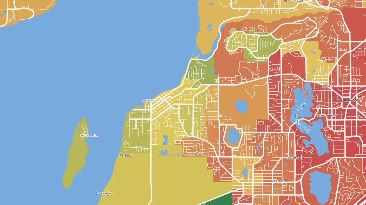 Steilacoom, WA Map of Vandalism Rates