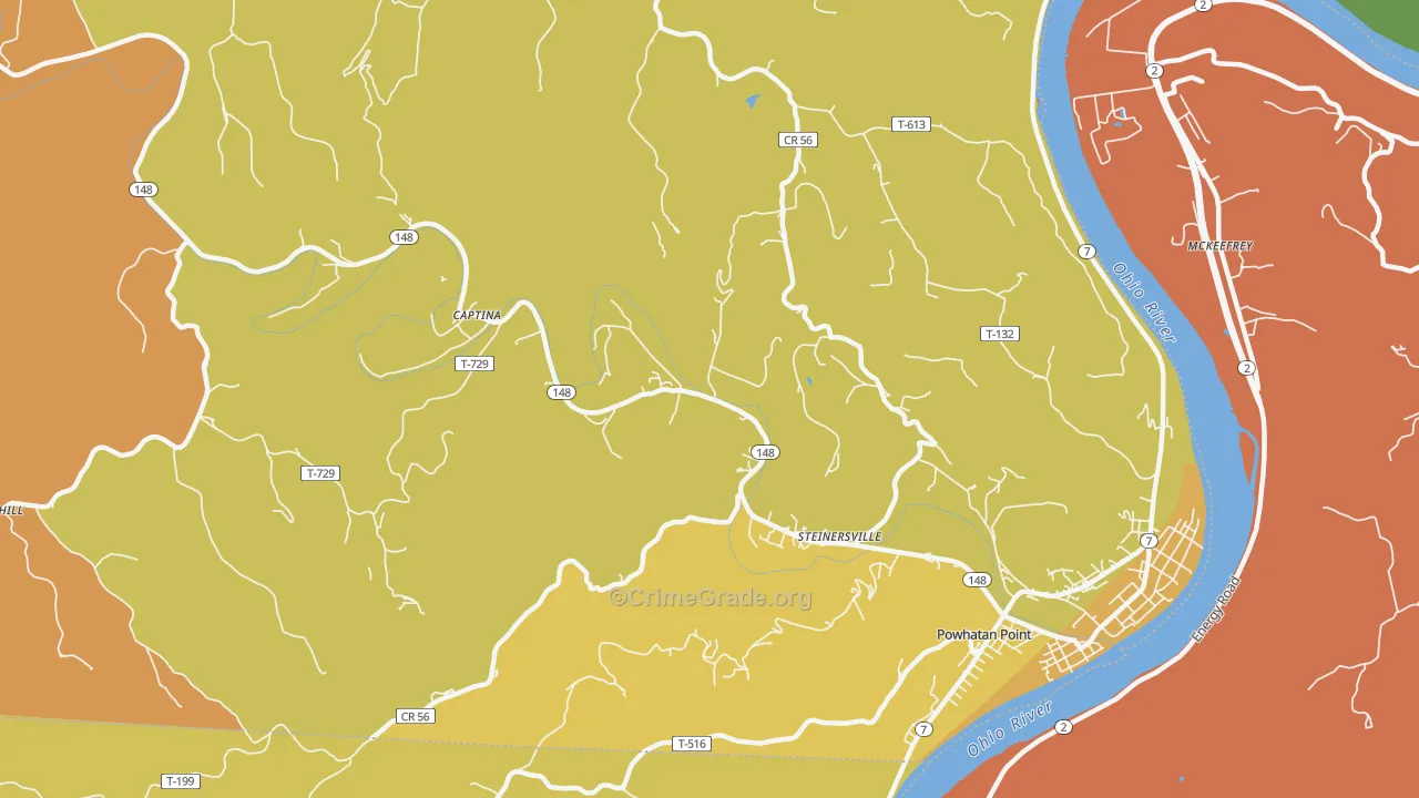 Steinersville, OH Map of Vandalism Rates