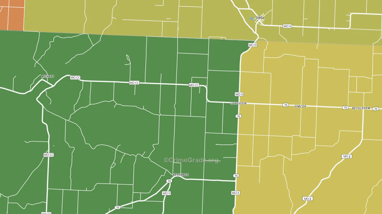 Stella, MO Map of Vandalism Rates