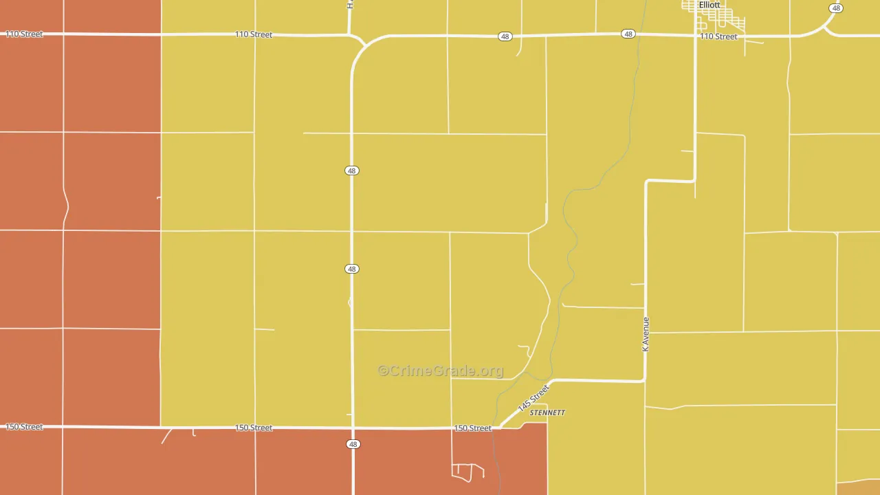 Stennett, IA Map of Vandalism Rates