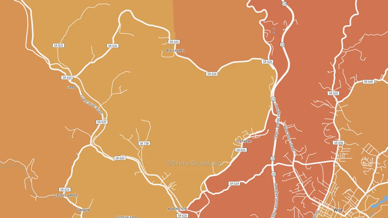 Stephens, VA Map of Vandalism Rates