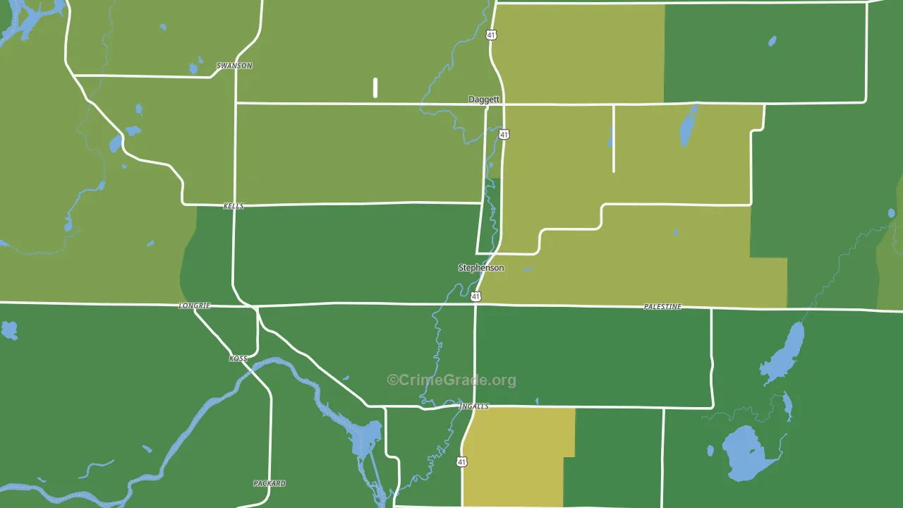 Stephenson, MI Map of Vandalism Rates